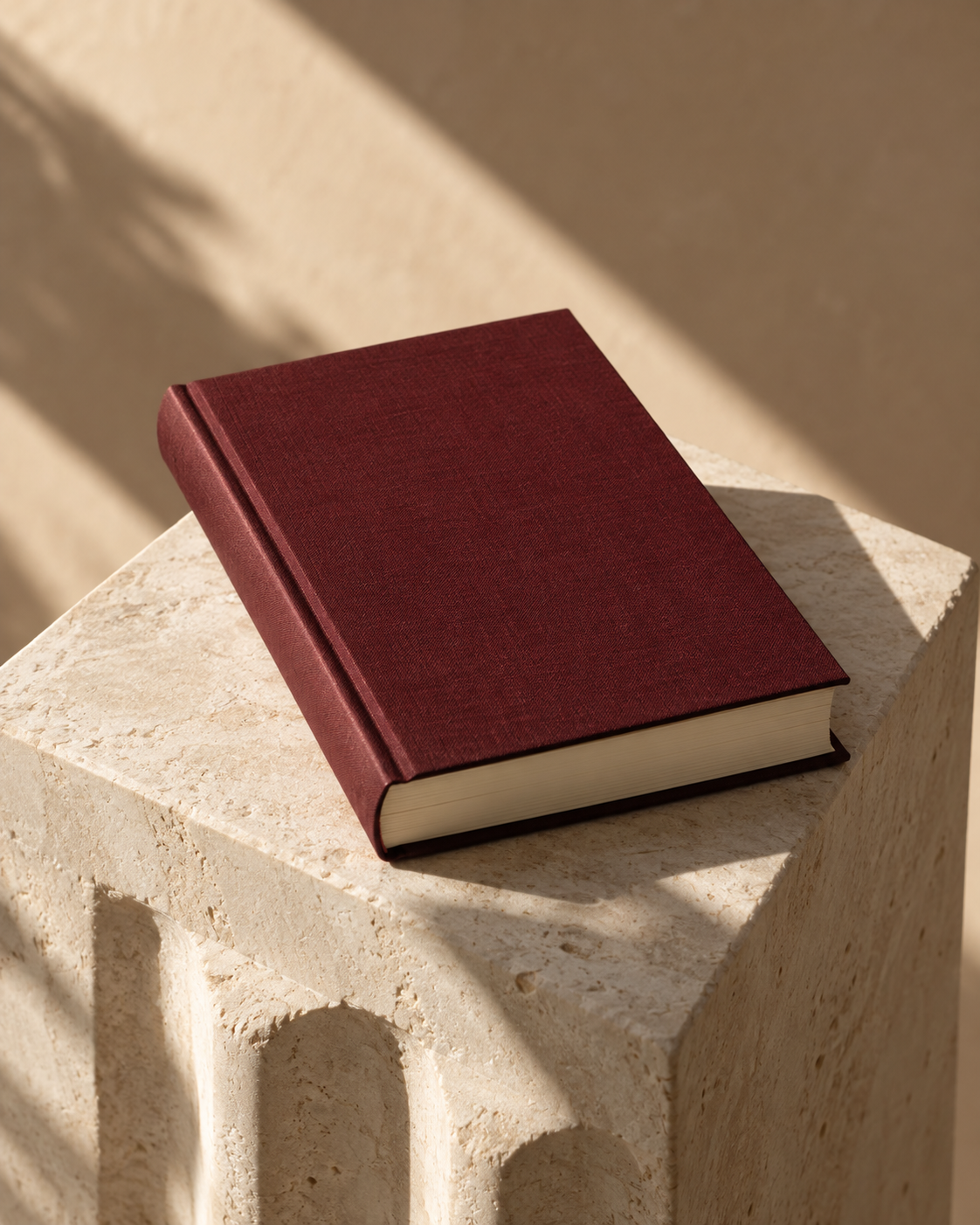 Minimal book cover photographed in soft light